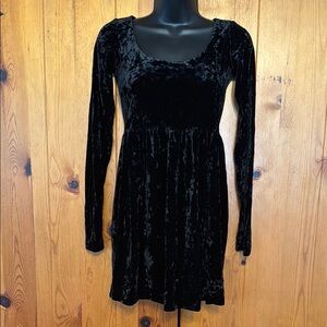 90s Betsey Johnson Black Crushed Velvet Dress